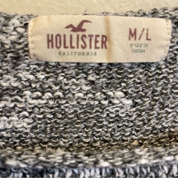 Hollister M/L bohemian Aztec long sleeve top knit gray white casual cozy - Picture 4 of 7